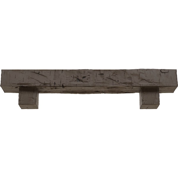 Kit W/ Alamo Corbels, NaturaL Honey Dew, 4H X 6D X 36W Hand Hewn Faux Wood Fireplace ManteL